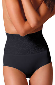 Control Body - Shaping Brief With Screen Print Lace - Black