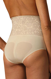 Control Body - Shaping Brief With Screen Print Lace - Skin