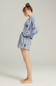 Nudea Organic Cotton French Navy Stripe Drawstring Shorts