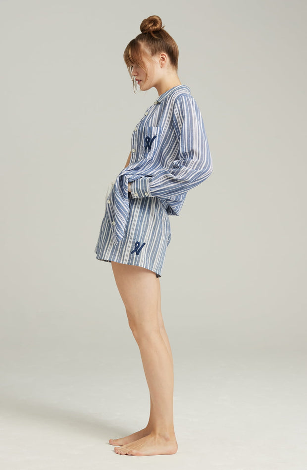 Nudea Organic Cotton French Navy Stripe Drawstring Shorts
