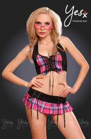 YesX Naughty School Girl Sexy Roleplay Outfit Rose/Black