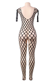 YesX Seductive Black Bodystocking with All-Over Holey Design