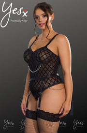 YesX - Black Bodysuit With Chains Plus Size