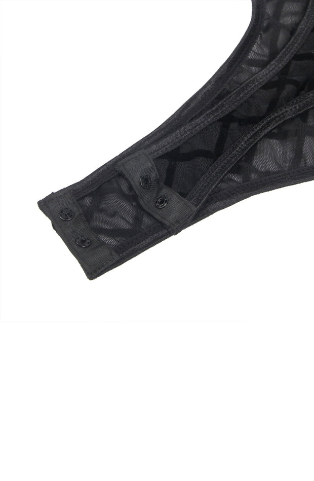 YesX  Black Bodysuit with Chain Embellishments