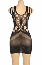 YesX - Sparkly Shimmer Black Dress Bodystocking Plus Size