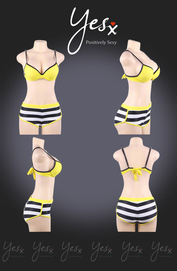 YesX Striking 3-Piece Bikini Set Yellow