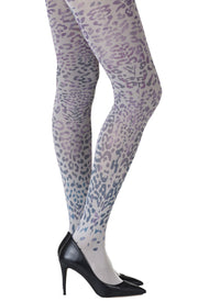 Zohara Light Grey Tights With Allover Leopard Print Design