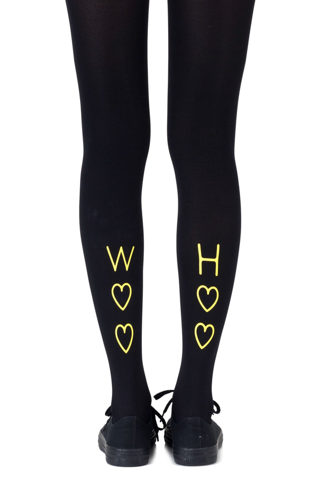 Zohara Black Tights With Lively Yellow Prints