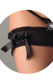 Me Seduce Sultry Black Garter with Satin Ribbon Bow