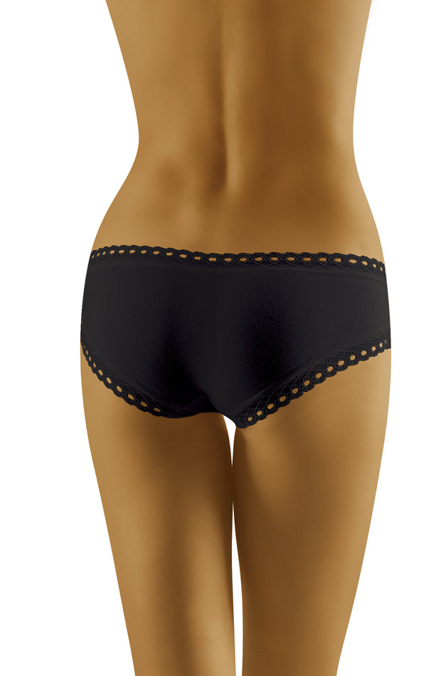 Wolbar Eco-Friendly Cotton Hipsters Black Brief with Lace Trim