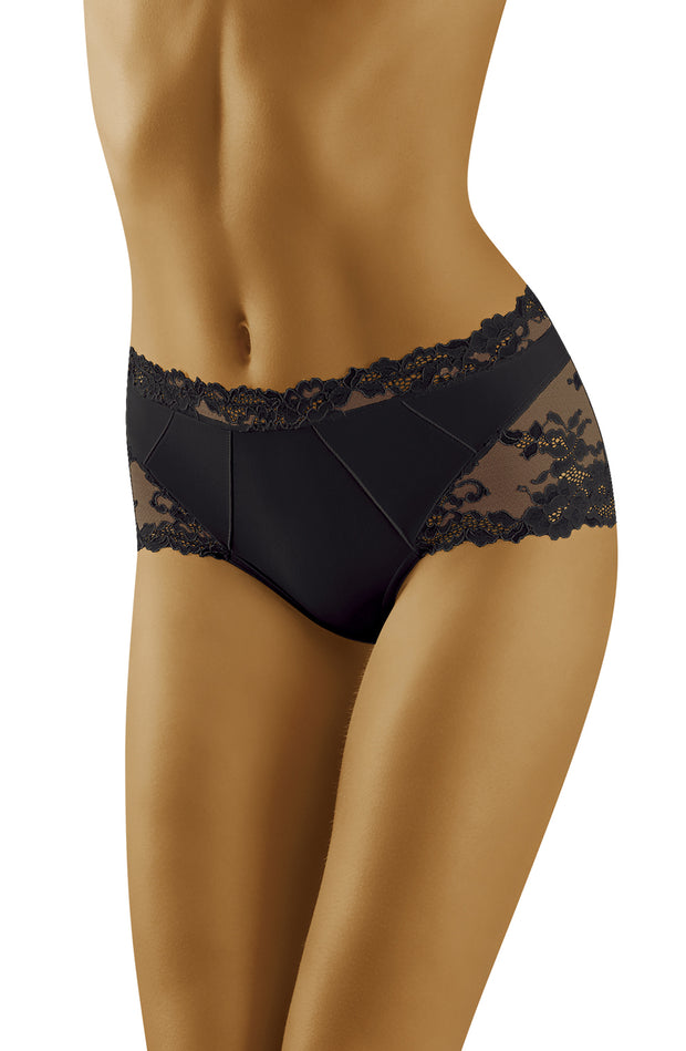 Wolbar Luxa High-Waist Brief with Floral Lace Black