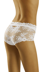 Wolbar Luxa White High-Waist Brief with Floral Lace White