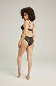 The Sheer Deco High-Leg V-Shape Back Brief in Soft Recycled Lace
