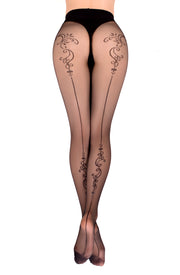 Ballerina Black Sophisticated Tights with Intricate Sparkling Pattern