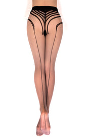 Ballerina Black/Skin Elegant Tights with Vertical Back Leg Detailing
