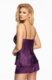 Irall Shelby Purple Satin Enchantment Lingerie Set with Exquisite Embroidery