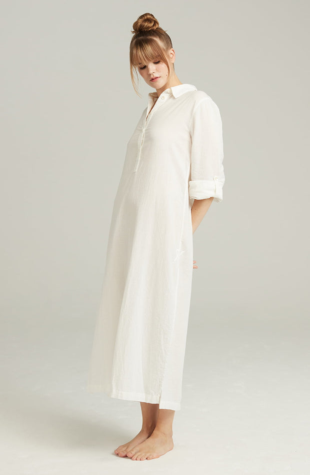 Nudea's Organic White Cotton Maxi Shirt