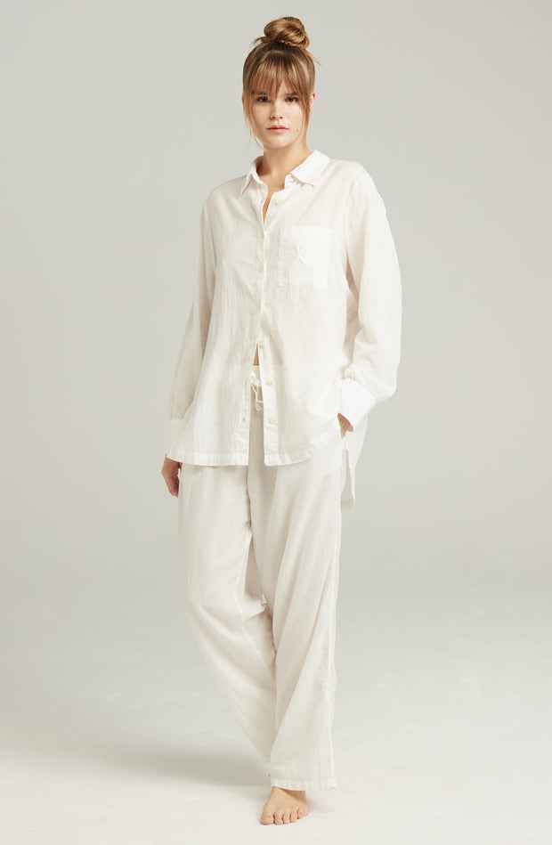 Nudea's Classic Organic White Cotton Midi Sleep Shirt