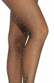 YesX Shimmering Black Fishnet Crotchless Tights