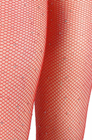 YesX Shimmering Red Fishnet Crotchless Tights