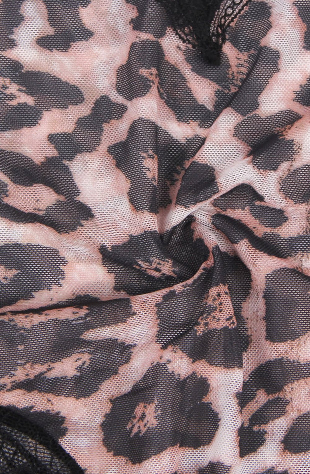YesX Wild Elegance: Leopard Print and Black Lace Bodysui