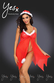 YesX  Festive 3 PieceBabydoll with Santa Hat and Thong