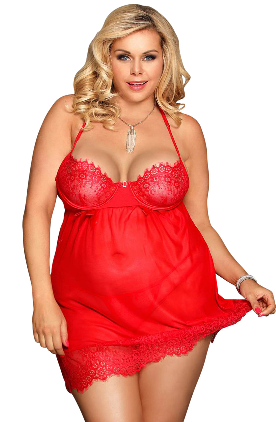 Plus size red babydoll
