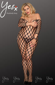 YesX - Sexy All Over Hole Netted Bodystocking Black Plus Size