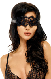 Beauty Night Sensual Black Lace Eye Mask with Satin Straps