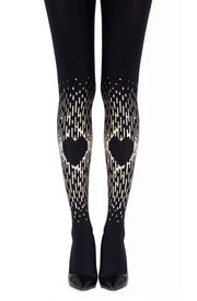 Zohara Black Tights With Gold Heart Design