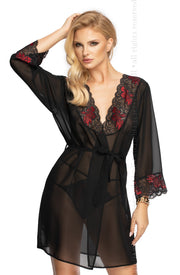 Irall Erotic Oriana Dressing Gown / Robe in Black and Red Lace