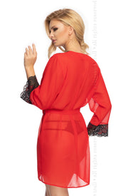 Irall Erotic Oriana Dressing Gown / Robe in Red & Black Lace