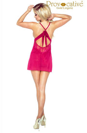 Candymoon Wine-Coloured Babydoll with Chantilly Lace