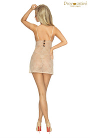 Chic Attitude Nude Lace Chemise and Thong Set