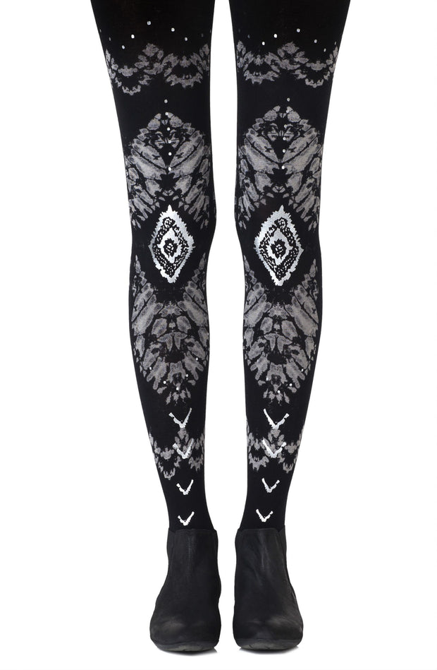 Zohara Sixties-Inspired Black Tie-Dye Tights with a Modern Twist