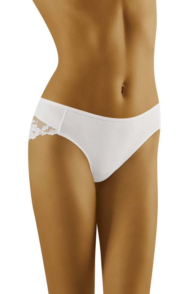 Wolbar Aria Classy Brief with Floral Lace Back White