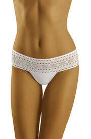 Wolbar Eco-Friendly Cotton and Lace Short Style Thong in White