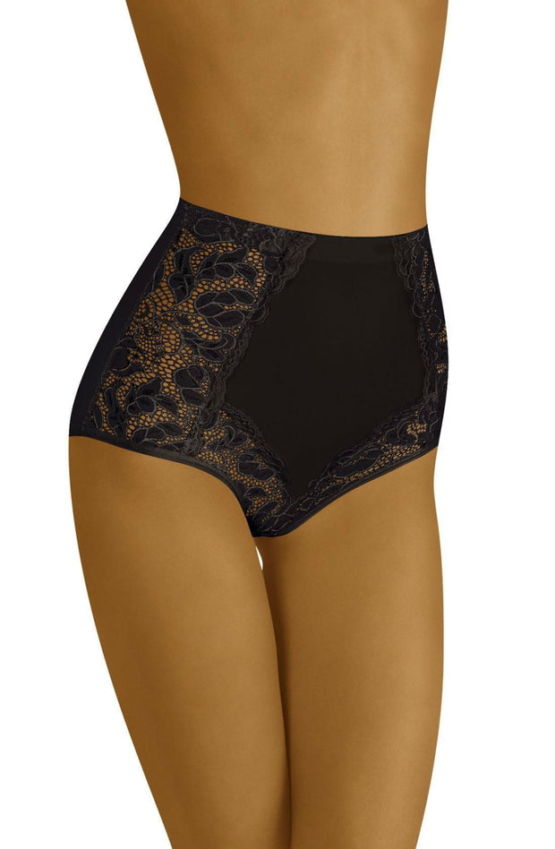 Wolbar - High Waisted Floral Lace Brief Black