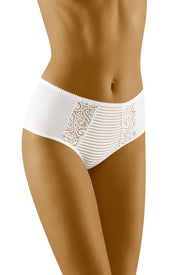 Wolbar Hula White Hula High-Elegance Brief with Elastic Mesh and Striped Knitted Fabric
