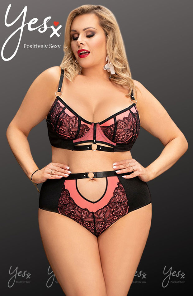 YesX Beautiful Two-Piece Bra Set with Black Lace Detail